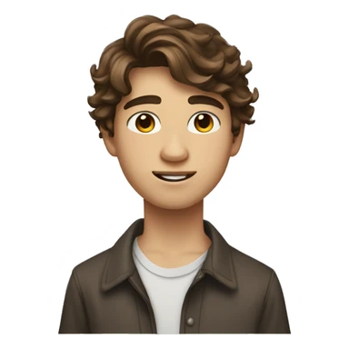 Teenager boy type mexican, White skin, with wavy brown hair (Which go down behind to the nape of the neck), Little bit dezoom sticker