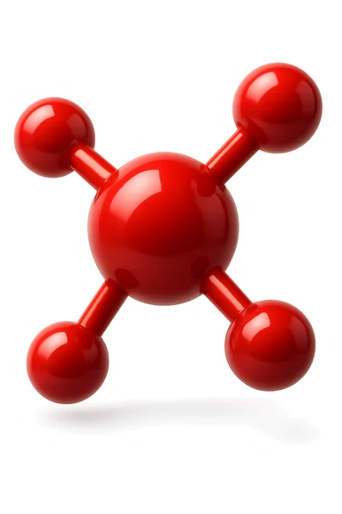 molecola chimica lunga rossa 3d sticker