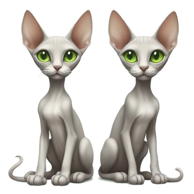 two skinny sphinx cats one grey one white with green eyes sticker