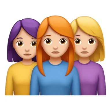 grupo de 5 amigos tristes diferentes colores de cabello sticker