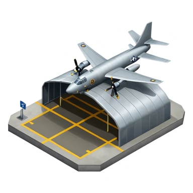 NATO military airplane  hangar isometry view sticker