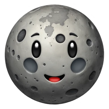 planet Mercury as a round, rocky gray ball covered in pitted marks and rough patches with subtle surface texture, emoji style sticker