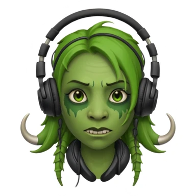 ork  woman with headphones sticker