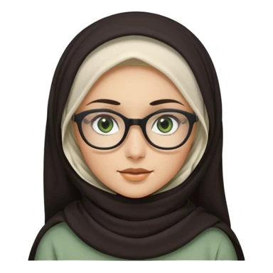White hijabi girl with black eyes and black long hair white girl and black eyes wearing glasses and a white skin girl with curly honey hair and green eyes sticker