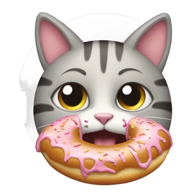 Cat eating donut sticker