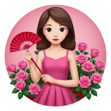 Clean girl pink fan and I love rose sticker