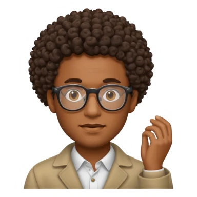 black man with curly hair and glasses sticker