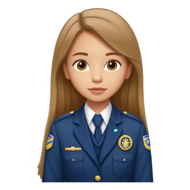 Young girl, long brown straight hair, wearing uniform jacket with hotel name badge, tasteful scarf, stand behind the desk

 sticker