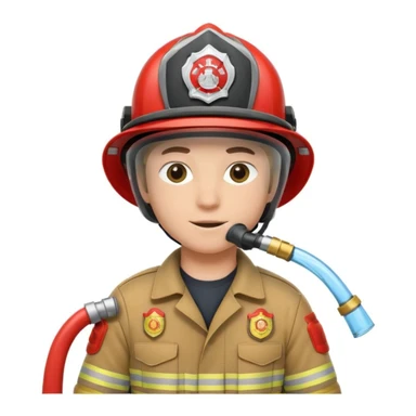 firefighter with helmet and hose sticker