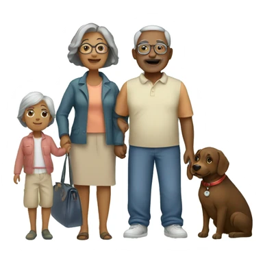mixed family of 3 with grandchild and 2 grandparents and dog sticker