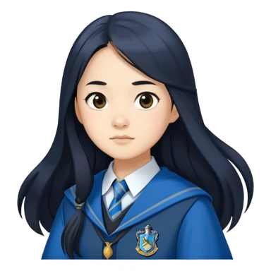 Cho Chang in harry potter, wear hogwarts Ravenclaw uniform, long black hair sticker