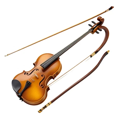  "Create a detailed and elegant emoji representing the Hans Klein HKCB cello bow. The design should feature the bow’s sleek, polished wooden stick with delicate, smooth curves, and fine detailing on the frog and winding. The bow hair should be visible, taut and neatly arranged. Add subtle metallic accents around the frog to emphasize the quality craftsmanship. Use rich brown and gold tones for the bow, with slight highlights on the silver and ebony components. The background should be transparent. sticker