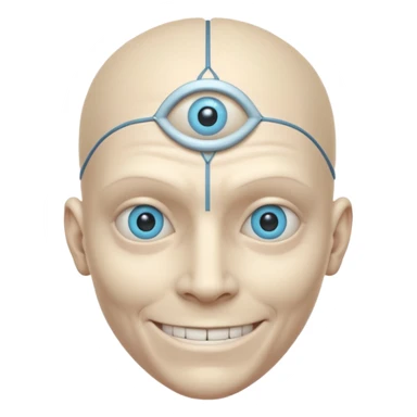 mutant test subject portrait, head and shoulders only, third eye on forehead, pale skin, creepy calm smile, lab experiment style, 3D cartoon, mobile game icon style, clean background, no text, no watermark

 sticker