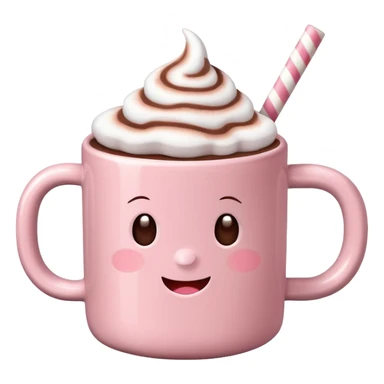 Light Pink mug of hot chocolate with marshmallows  sticker