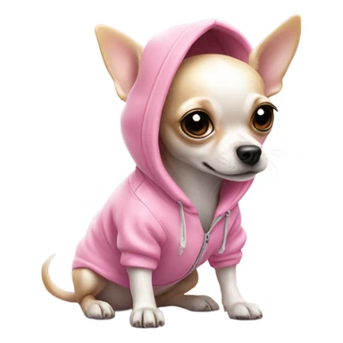 Puppy chihuahua white with hoddie pink that say: Juicy  sticker
