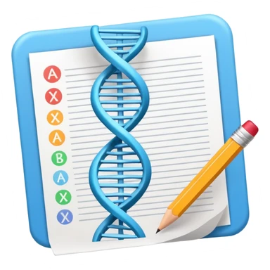 exam paper with a DNA symbol and pencil sticker