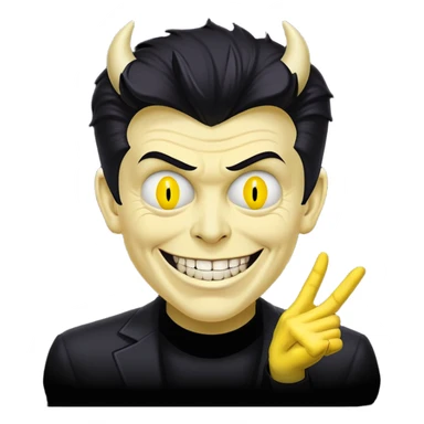 Rick Astley with a cursed demonic devious evil killer smile and Rick Astleys yellow and Rick Astley has no eyes with 3 lines of cursed ink coming out and the background is pitch black sticker