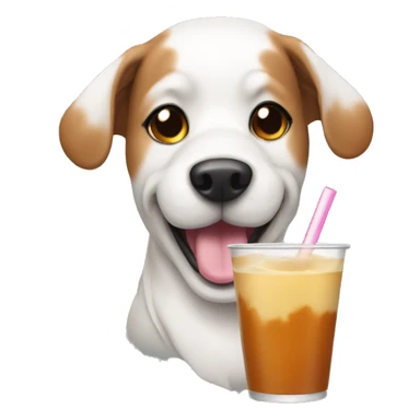A dog drinking boba sticker