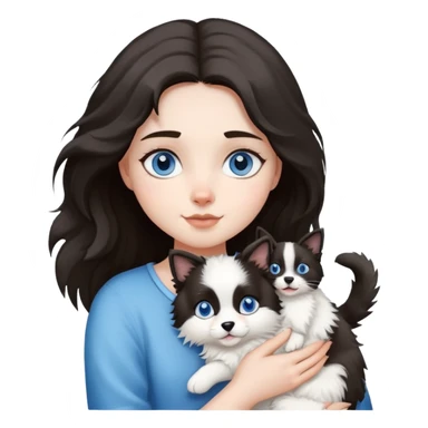 A girl holding a Ragdoll Cats and a Border collie sticker