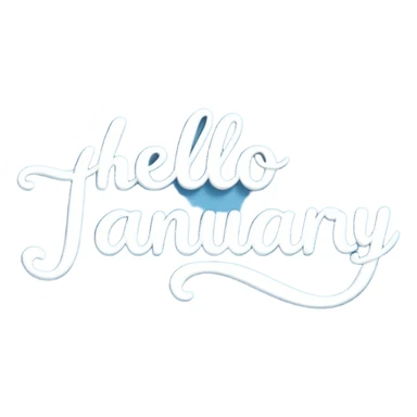 Light Blue “ hello January “ word in cursive sticker