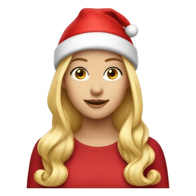 blonde girl with red hat like santa clause sticker