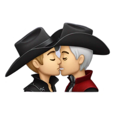 Very developed Cowboy kissing male vampire sticker