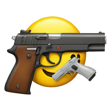 Smiley face emoji with fake gun sticker
