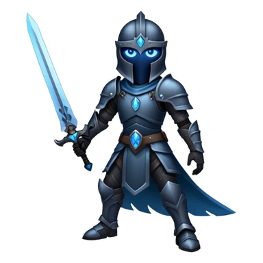 Shadow Soldier from Solo Leveling, dark shadow warrior with glowing blue eyes sticker