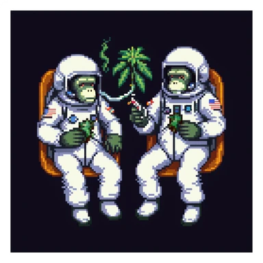 multiple apes in space suits floating and smoking weed sticker