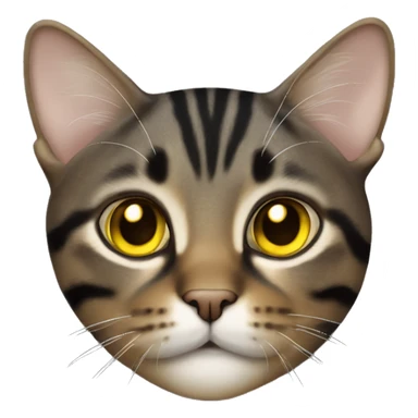 Black and brown tabby cat with cute yellow eyes full body sticker
