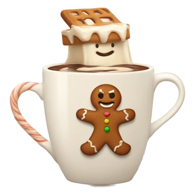 Hot chocolate in a cream mug with a gingerbread man on sticker