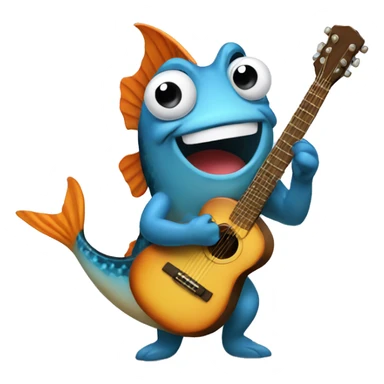 musician fish playing guitar sticker