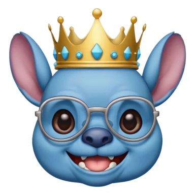 Stitch feliz con gafas y corona sticker