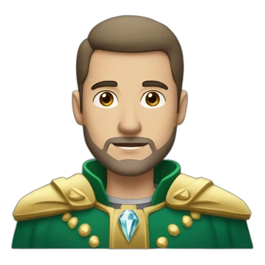  baldy brunette men with stubble and a gold crown with red and blue and green diamond and a gray shirt and coat  sticker