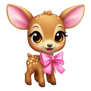 baby deer with fairy wings and a pink bow around its neck  sticker