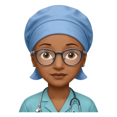 older black doctor woman with scrub cap not smiling sticker