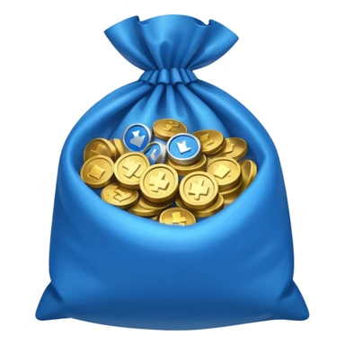 blue coins inside an opened bag  sticker