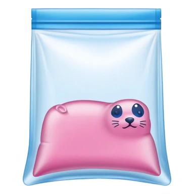 ziplock bag with blue and pink seal, empty sticker
