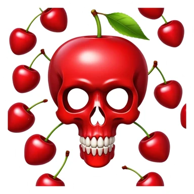 Cartoonish cherries but the cherries are in the shape of a skull sticker