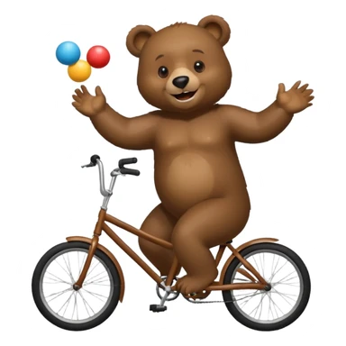 bear riding a bike while juggling sticker