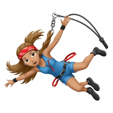 bungee jumping face in action with earrings and long hair flying away and bandana sticker