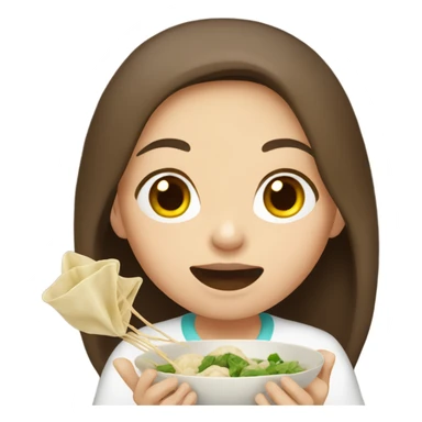 Long brown hair girl eating dumplings sticker