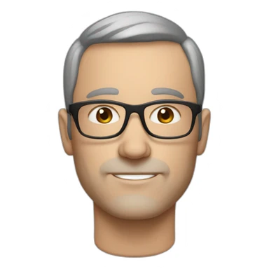 middle age lean white man with black short hair & glasses with dark brown eyes sticker