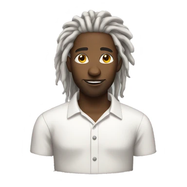 Black man wearing a white shirt and dreadlocks sticker