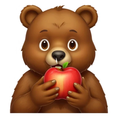 bear eating apple sticker