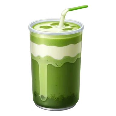 Iced matcha in a plastic can we can see the two color of mil and of matcha  sticker
