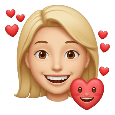Una cara con una sonrisa tan amplia que la mitad inferior parece salirse del círculo del emoji. Se puede añadir un efecto de "espray" de pequeñas partículas de alegría (como mini-corazones o destellos) que salen de la boca. sticker