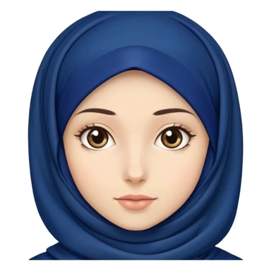 White hijab girl wearing dark blue hijab sticker