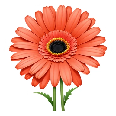 single Coral Gerbera Daisy, straight stem sticker