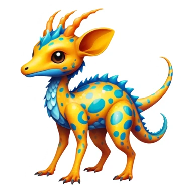 a colorful edgy cute vernid-fionbri-creature with splash patterns full body sticker